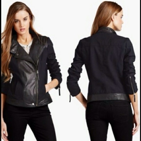 NWOT Lucky Brand Moto Jacket (Leather + Cotton) - Picture 4 of 5